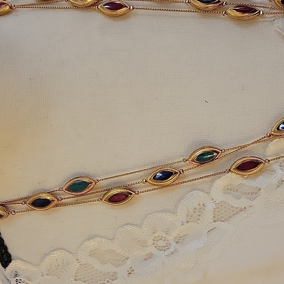 Vintage Byzatine Rainbow Marquis Enamel Layered Torsade Necklace - Picture 2 of 11